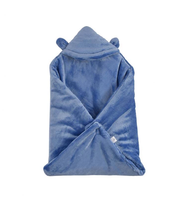 Florida Florida All Season Hooded Baby Blanket Swaddler Wrapper Flannel Soft and Comfortable for New Born Babies-Wrap Blue - Image 4