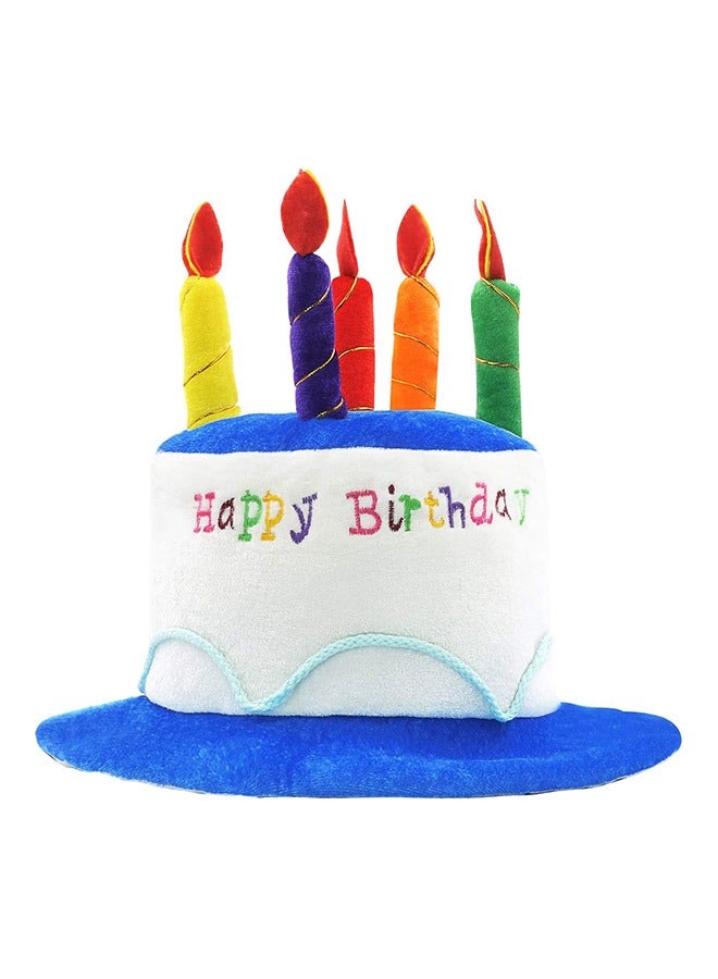 قبعة عيد ميلاد قطيفة على شكل شموع عيد ميلاد سعيد ، قبعة فاخرة مطرزة بأحرف مبتكرة ، قبعات حفلات ، إكسسوارات أعياد الميلاد للجنسين (أزرق) - Image 1