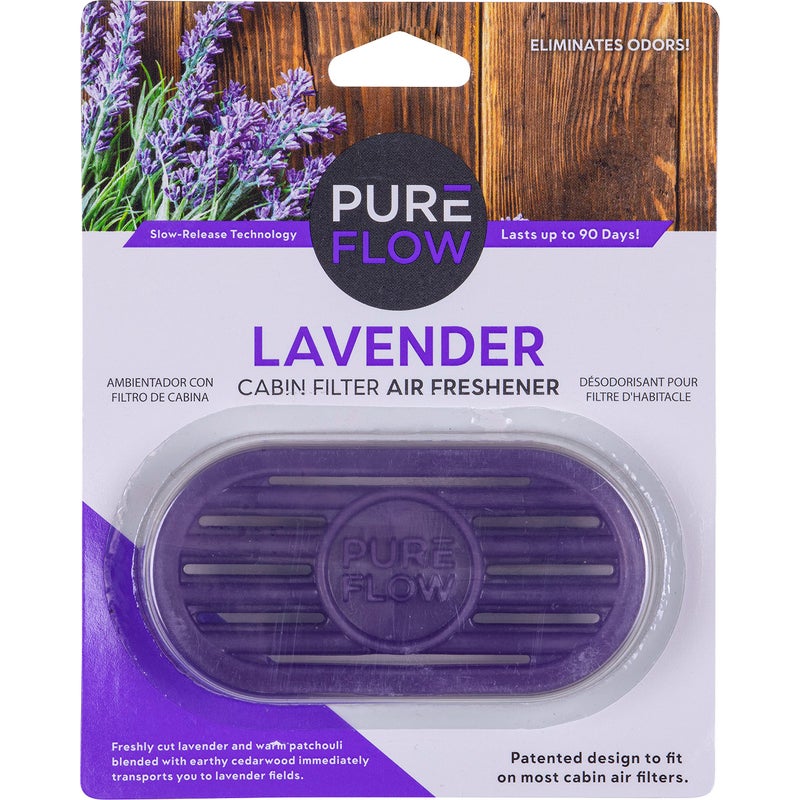 Pureflow Cabin Filter Air Freshener with Odor Eliminator â€“ Fits on Most Car, Truck, and SUV Cabin Air Filters - Lavender (1 Pack) - Image 1