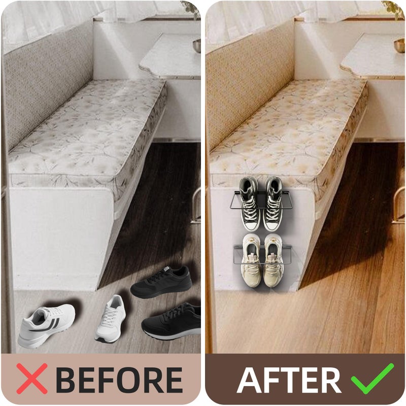 Chinpakden Foldable RV Shoe Rack - Wall Mounted Shoe Storage, Car Shoe Holder Space Saver, Hanging Shoe Organizer for Various Shoes in Camping RV Travel, 2 Pack. - Image 4
