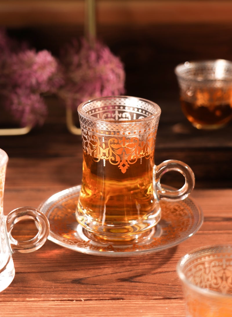 18-Piece Premium Tea & Coffee Set with Saucers | Arabic-Inspired Design | Ideal for Family Gatherings & Ramadan Events