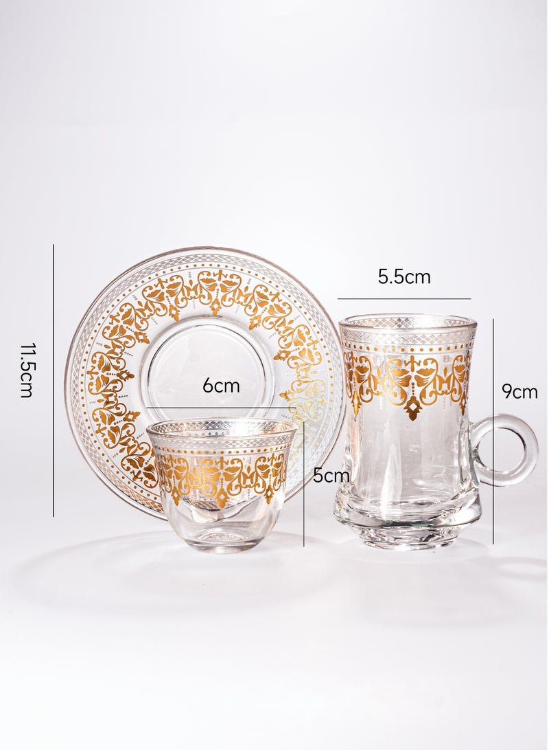 18-Piece Premium Tea & Coffee Set with Saucers | Arabic-Inspired Design | Ideal for Family Gatherings & Ramadan Events