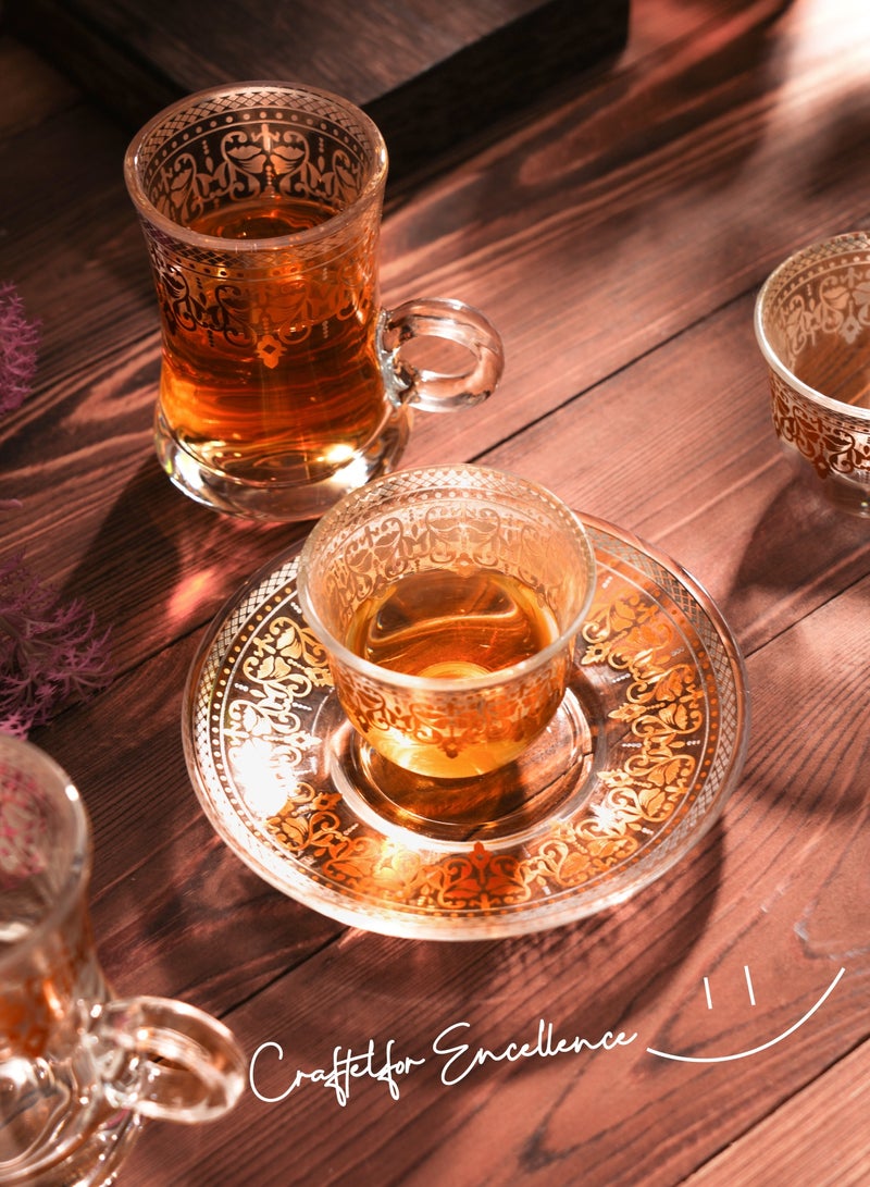 الواحة الذهبية  طقم شاي وقهوة فاخر من ١٨ قطعة مع صحون | تصميم مستوحى من الثقافة العربية | مثالي للتجمعات العائلية وفعاليات رمضان - Image 2