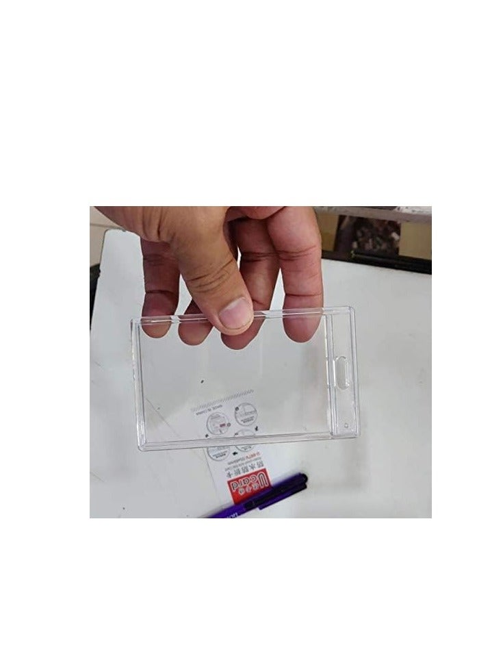 MODEST 20 قطعة حامل بطاقة هوية شفاف مع حبل، حامل بطاقة هوية مقاوم للماء بلاستيك شفاف عمودي لبطاقات الاسم حوامل الشارات الشفافة كريستال شفاف حبل أسود - Image 4