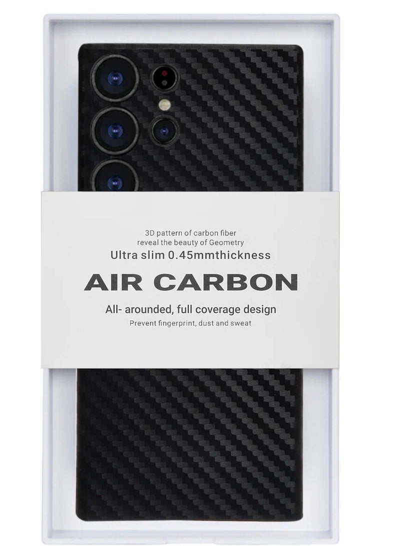 ELLAGECASE حافظة لهاتف سامسونج جالاكسي S23 ألترا، كربون أسود، حماية قوية للكاميرا، رقيقة للغاية وخفيفة الوزن، كربون مغطى بالبلاستيك، متوافقة مع ماغسيف والشحن اللاسلكي - Image 2