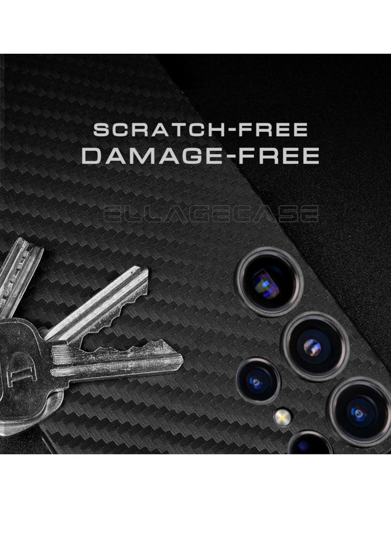 ELLAGECASE حافظة لهاتف سامسونج جالاكسي S23 ألترا، كربون أسود، حماية قوية للكاميرا، رقيقة للغاية وخفيفة الوزن، كربون مغطى بالبلاستيك، متوافقة مع ماغسيف والشحن اللاسلكي - Image 5