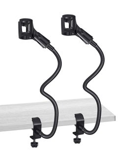 Microphone Arm, Flexible Desk Mic Stand, 360° Adjustable Stand W/ 3/8" to 5/8" Adapter, Clip Holder, Upgraded Table Clamp 2 Pcs