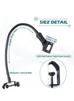 Y&D Microphone Arm, Flexible Desk Mic Stand, 360° Adjustable Stand W/ 3/8" to 5/8" Adapter, Clip Holder, Upgraded Table Clamp 2 Pcs  - Image 3