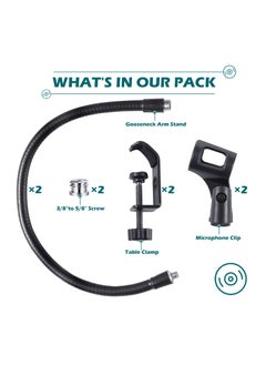 Y&D Microphone Arm, Flexible Desk Mic Stand, 360° Adjustable Stand W/ 3/8" to 5/8" Adapter, Clip Holder, Upgraded Table Clamp 2 Pcs  - Image 2
