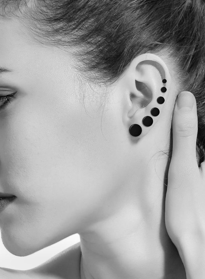 LIEBLICH Black Round Stud Earrings Set Stainless Steel Ear Studs for Men Women 6 Pairs 3mm-8mm … (Black) - Image 5
