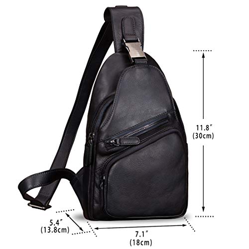 IVTG Genuine Leather Sling Bag Chest Shoulder Hiking Backpack Vintage Handmade Crossbody Daypack Medium - Image 5