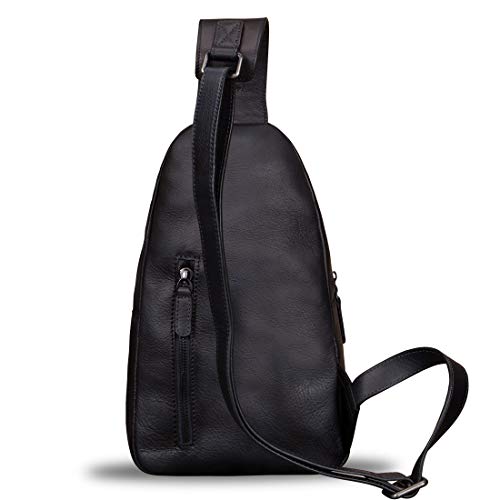 IVTG Genuine Leather Sling Bag Chest Shoulder Hiking Backpack Vintage Handmade Crossbody Daypack Medium - Image 3