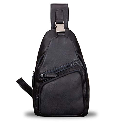 IVTG Genuine Leather Sling Bag Chest Shoulder Hiking Backpack Vintage Handmade Crossbody Daypack Medium - Image 2