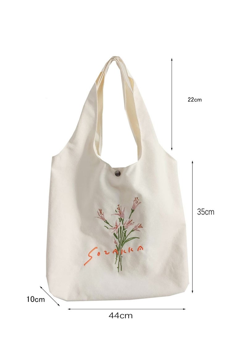 Y&D - Women Canvas Tote Bag for Girls Kids School Shoulder Bag, with Zipper Work Beach Lunch Travel and Shopping Grocery Mother's Day Teacher Eco Friendly Washable Trendy - Image 1