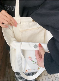 Y&D Women Canvas Tote Bag for Girls Kids School Shoulder Bag, with Zipper Work Beach Lunch Travel and Shopping Grocery Mother's Day Teacher Eco Friendly Washable Trendy  - Image 2