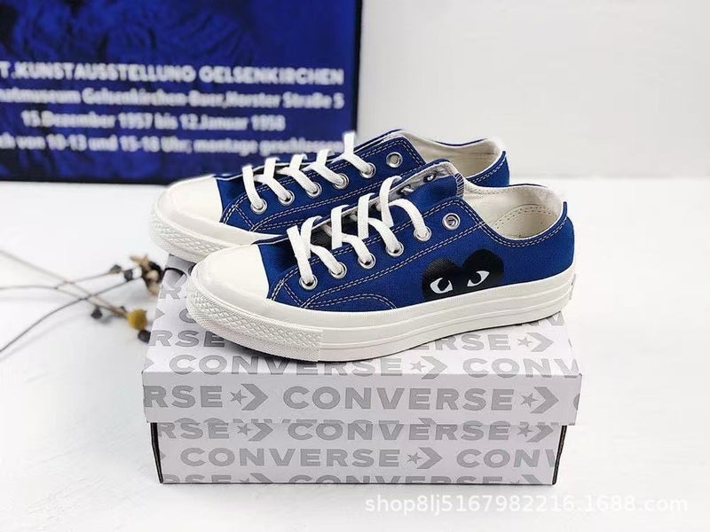 1970s Comme des Garçons Heart Collaboration CDG High-Top and Low-Top Canvas Sneakers for Men and Women Couples