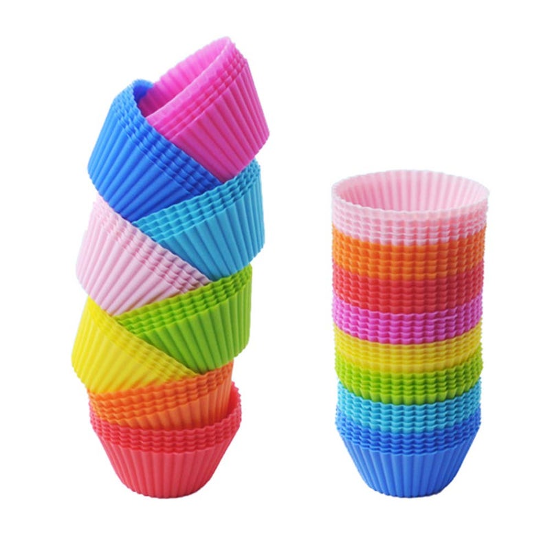 Tvoip Tvoip Mini Muffin Pan  Reusable Silicone Cupcake Molds 2in 24 Pack  Small Baking Cups Truffle Cake Pan Set Nonstick in Random 6 Colors 