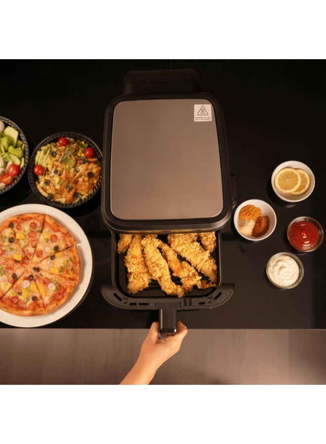 porodo 11L Air Fryer Double Stack 5.5L+5.5L Capacity 2800W with Info Display & Touch Panel / 12 Presets / Versatile Cooking Functions / High-Efficiency Cooking / Healthier meals - Black - Image 3