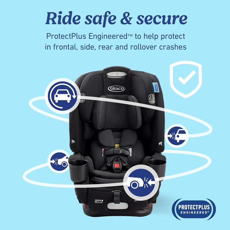 GRACO كرسي سيارة جراكو 4Ever DLX Slim 4in1 للأطفال من الرضع إلى toddlers، مواجهة للخلف، مواجهة للأمام، إلى مقعد مع ظهر مرتفع، مقعد بدون ظهر، تصميم نحيف يوفر المساحة، ينمو مع الطفل تومسون - Image 4