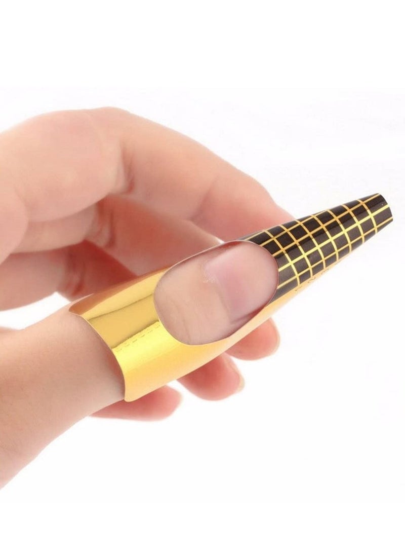 KASTWAVE Pack of 120 Nail Stencils Modelling Stencils Self-Adhesive for Gel Nails Nail Extensions Golden Stencils - Image 5