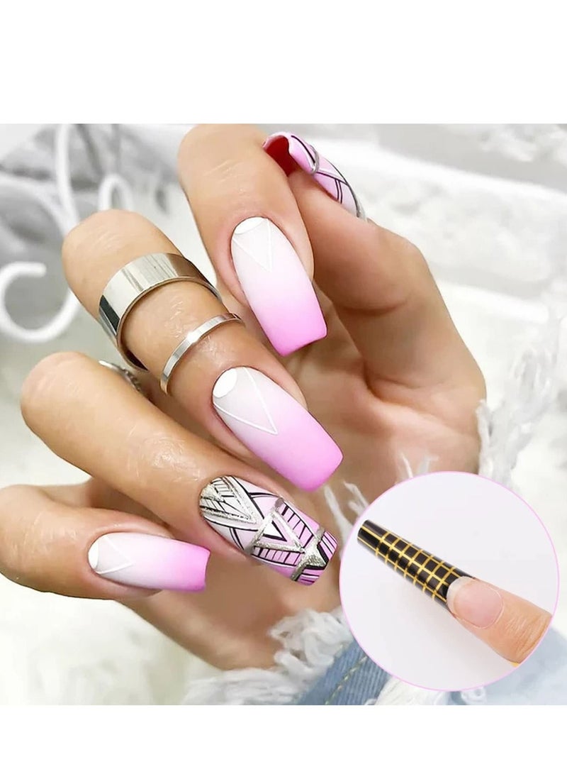 KASTWAVE Pack of 120 Nail Stencils Modelling Stencils Self-Adhesive for Gel Nails Nail Extensions Golden Stencils - Image 3