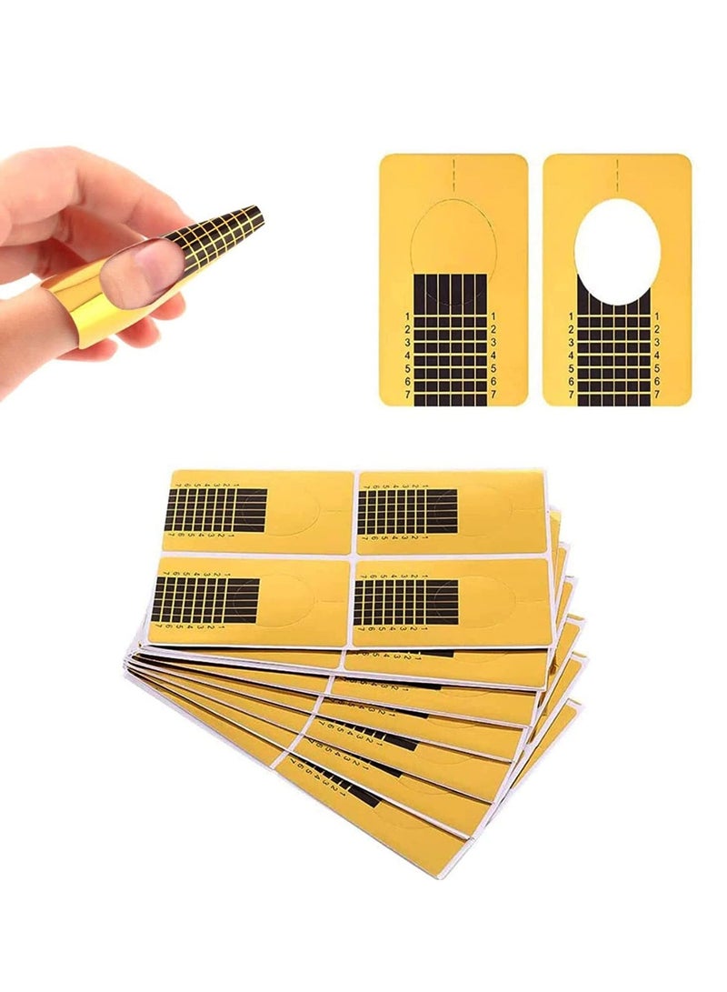 KASTWAVE Pack of 120 Nail Stencils Modelling Stencils Self-Adhesive for Gel Nails Nail Extensions Golden Stencils - Image 1