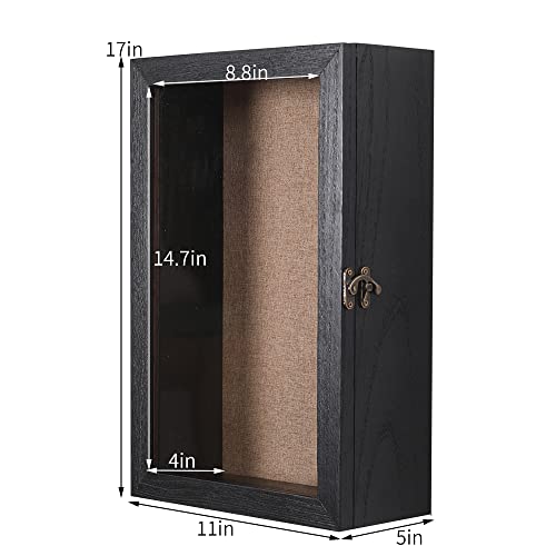 HOUOOFVA 11x17 Extra Deep Shadow Box, Exterior Depth 5in Shadow Boxes Display Cases for Flowers Bouquet Wedding Pictures Photos and Keepsake(Black) - Image 2