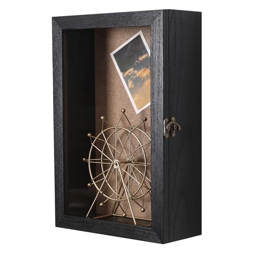 HOUOOFVA 11x17 Extra Deep Shadow Box, Exterior Depth 5in Shadow Boxes Display Cases for Flowers Bouquet Wedding Pictures Photos and Keepsake(Black) - Image 1