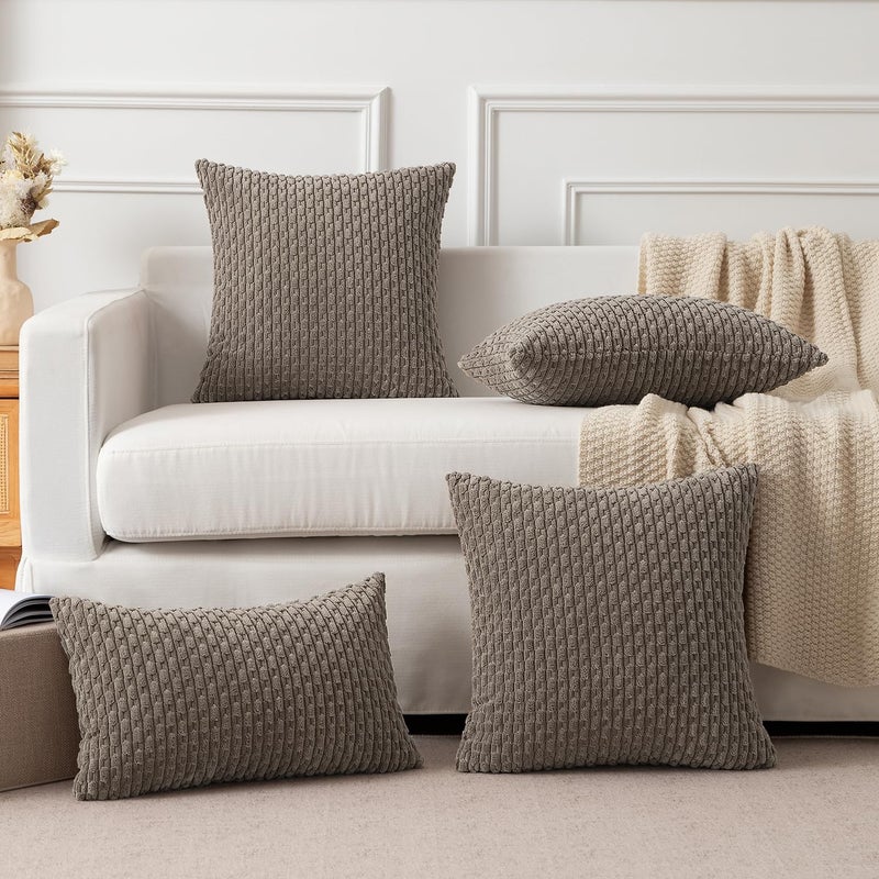 K KEVIN TEXTILE Kevin Textile Pack of 2 Light Brown Lumbar Decorative Throw Pillow Covers 12x20 Inch for Living Room Couch Soft Corduroy Rectangle Solid Cushion Case 30x50 cm Rustic Farmhouse Boho Home Decor  - Image 5