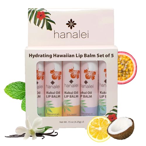 Hanalei Lip Balm & Moisturizer Variety Pack (5 Tubes) – Hydrating Care with Natural Kukui Oil & Beeswax – Soothes, Repairs & Nourishes Dry, Chapped Lips – Long-Lasting Moisture & Protection - Image 1