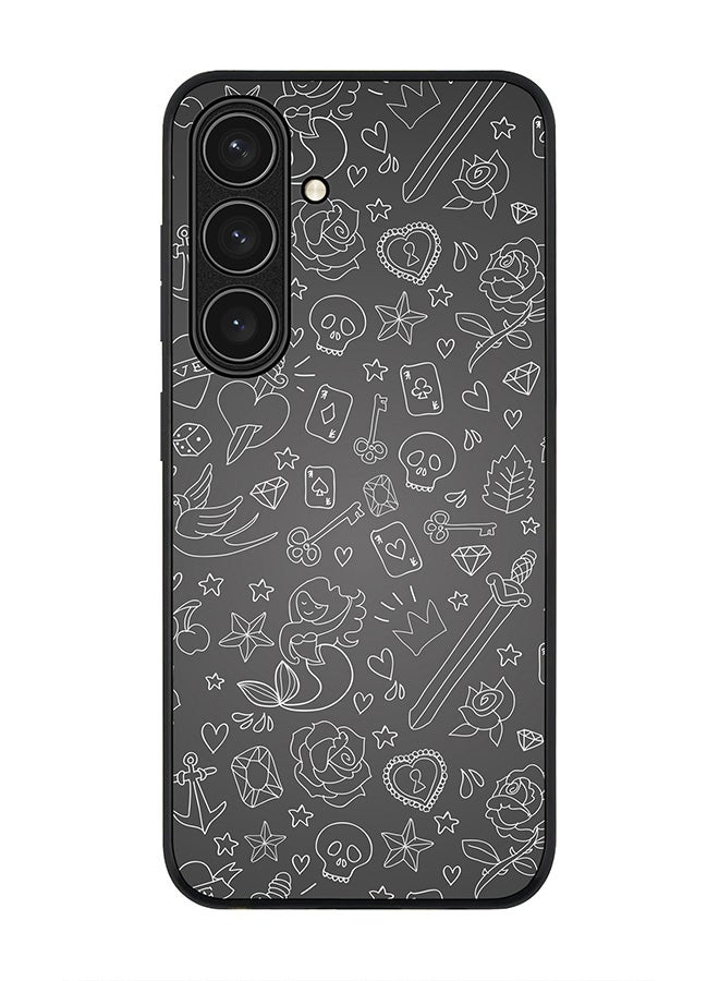 Stylizedd Rugged Black edge case for Samsung Galaxy S24 FE, Slim fit Soft Case Flexible Rubber Edges Anti Drop TPU Gel Thin Cover -  Doodles - Image 1
