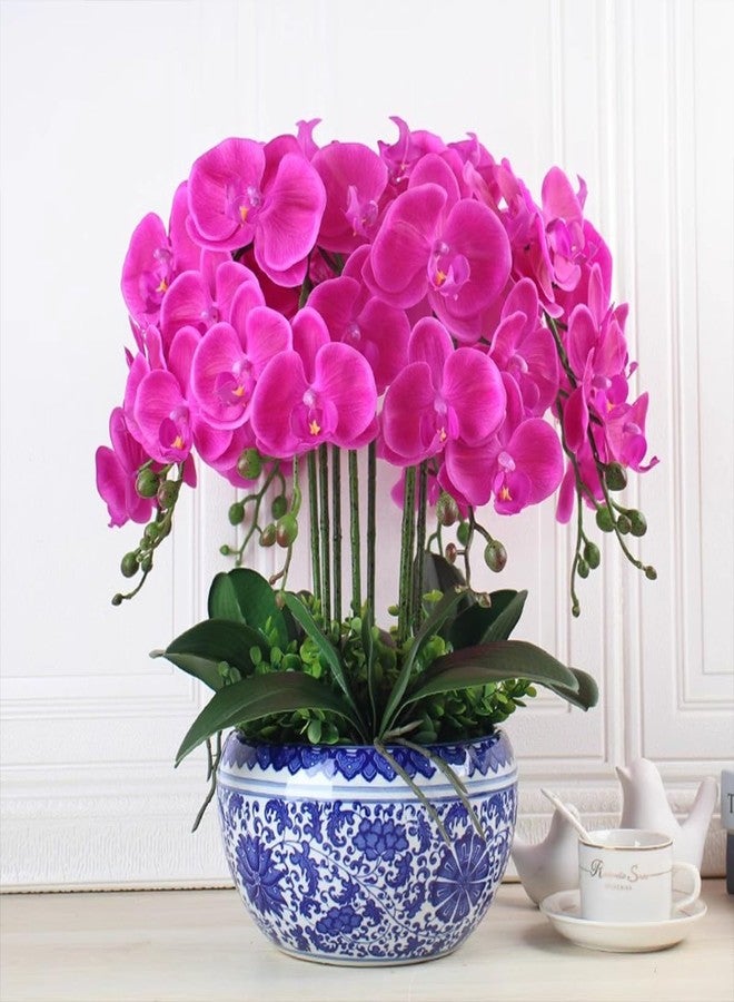 CXGS Artificial Orchid Flower 9 Large Petals Realistic Latex Faux Orchids 2PCS 37in Orchid Stems Purple Dapple Fake Phalaenopsis Flower for Wedding Home Arrangement Décor - Image 5