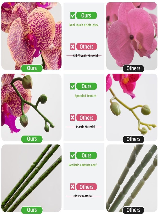 CXGS Artificial Orchid Flower 9 Large Petals Realistic Latex Faux Orchids 2PCS 37in Orchid Stems Purple Dapple Fake Phalaenopsis Flower for Wedding Home Arrangement Décor - Image 3