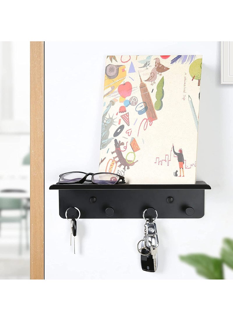 Key Holder for Wall Decorative, Entryway Hallway Metal Organizer with 4 Hooks, Perfect, Foyer, Closet, mudroom, Kitchens, and More Black - Image 3