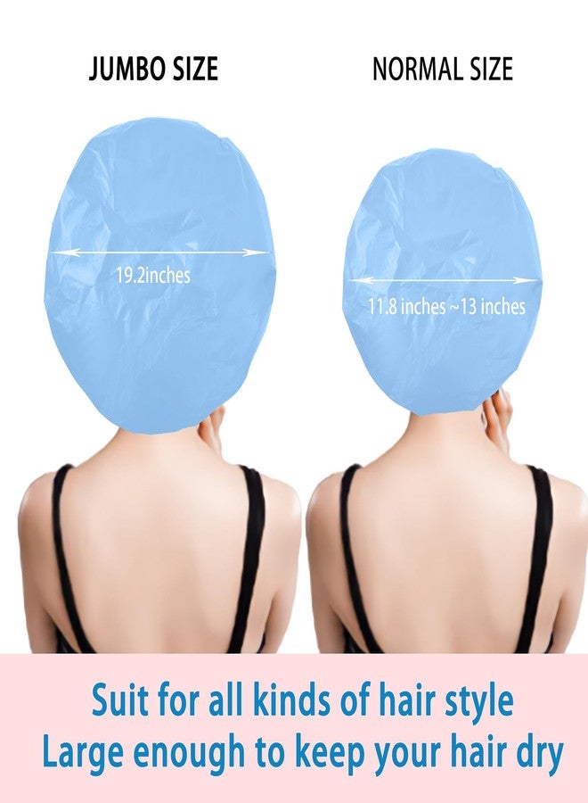 CHFONG Jumbo Size Shower Cap 2 PCS Waterproof Shower Caps for Women, Extra Large Shower Cap, Reusable Super Large Bath Caps Hair Cap for Long Thick Curly Hair, Locs, Twist Braids - Pink + Blue - Image 4