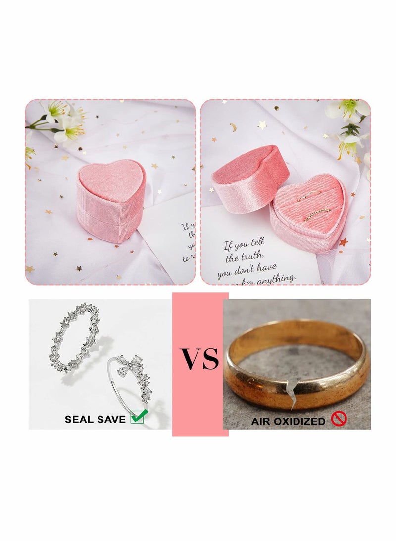 Excefore صندوق خاتم مخملي، صندوق هدايا خاتم على شكل قلب مكون من قطعتين، صندوق مجوهرات، علبة مجوهرات للأقراط، لحفلات الزفاف والخطوبة وأعياد الميلاد والذكرى السنوية - Image 4