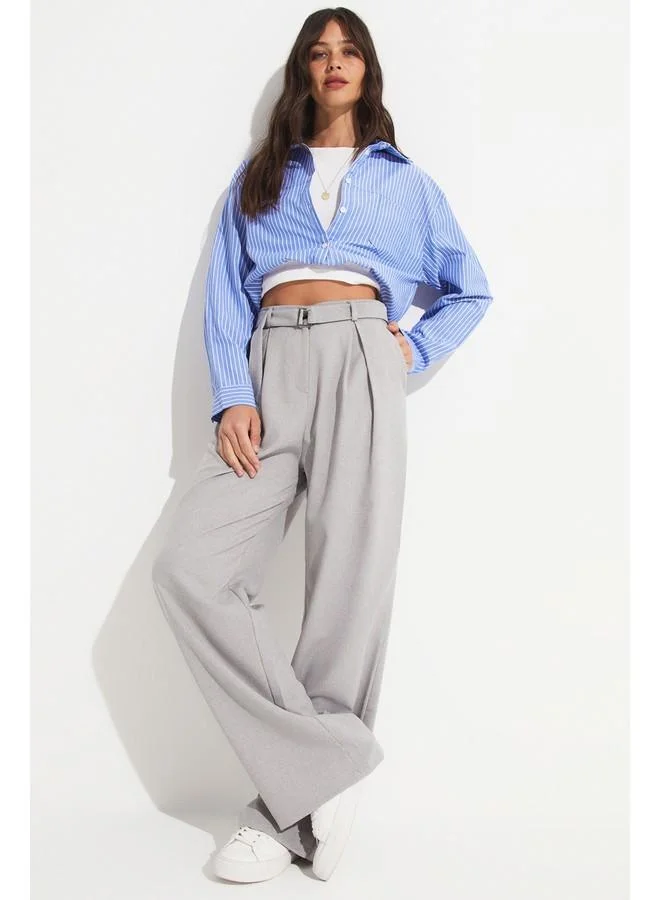 JUNE June Women Pleated Detailed Woven Trouser Grey