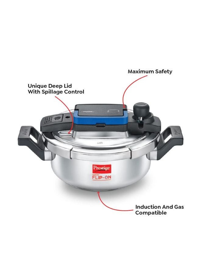 Prestige 18cm Prestige Svachh FLIP-ON Mini SS Pressure Cooker 18 cm-2 L with Glass Lid SILVER - Image 2