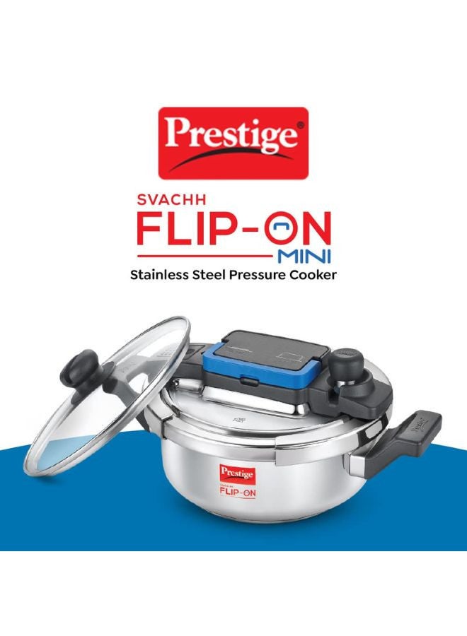 Prestige 18cm Prestige Svachh FLIP-ON Mini SS Pressure Cooker 18 cm-2 L with Glass Lid SILVER - Image 5