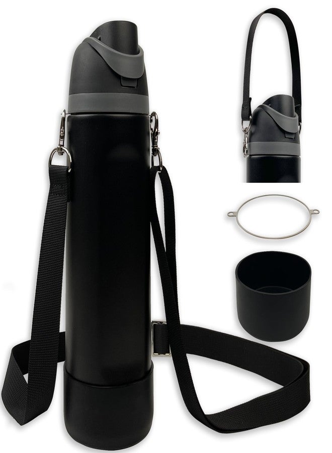 SITKOL Silicone Boot Set for Cute Owala Water Bottle 32 oz - Includes Non-Slip Sleeve, Shoulder Strap & Handle Strap (Black) - Image 1