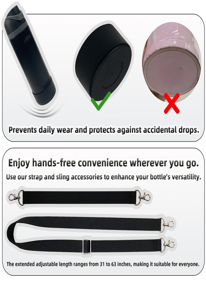 SITKOL Silicone Boot Set for Cute Owala Water Bottle 32 oz - Includes Non-Slip Sleeve, Shoulder Strap & Handle Strap (Black) - Image 3