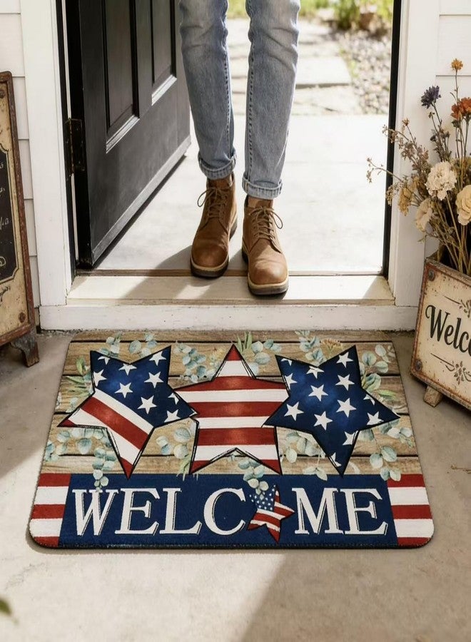 GRITOSE 19 * 31in Independence Day Family Doormats,Welcome Door Mat with America Flag Star Designs 4th of July Decor Patriotic Supplies for Front Door Porch Indoor Outdoor - Image 1