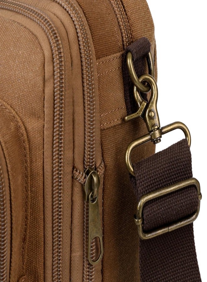 Baosha Real Leather Canvas Laptop Backpack Briefcase Hybrid 15.6 Inch Laptop Travel Backpack College Backpack for Men BC-04 (Brown) - Image 4
