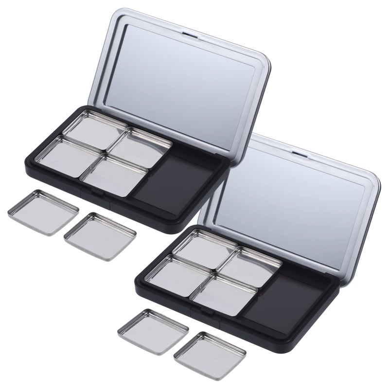 Minkissy Empty Eyeshadow Palette Magnetic Makeup Palette with Mirror Refillable Eyeshadow Palette Empty Lipstick Pallet Empty Eyeshadow Pans for Eyeshadow Lipstick Blush Powder, 2PCS - Image 1
