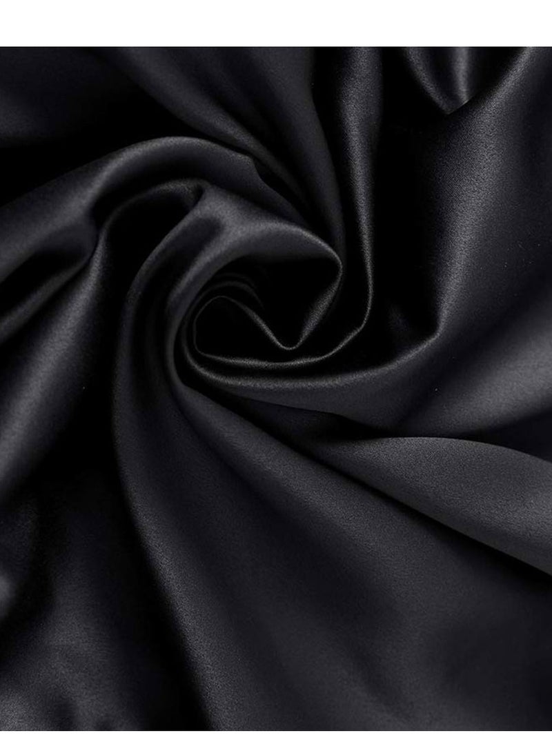 MARGOUN Men's Dressing Gown Kimono Robe Lightweight Silk Long Sleeved Home Sleepwear Loungewear Black Medium(Length 45''/Chest 24'') - Image 5