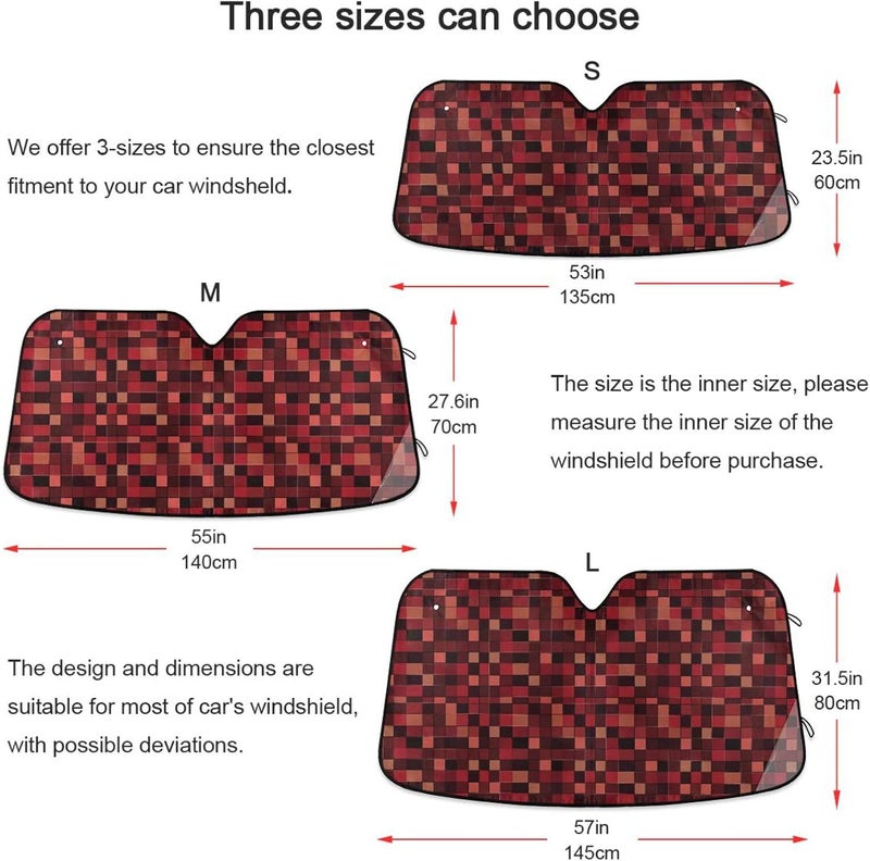 KLL Accordion Sun Shade for car, Collapsible Sunscreen acesorios para coches 55x27.6 Inch, Squares Burgundy Red - Image 5