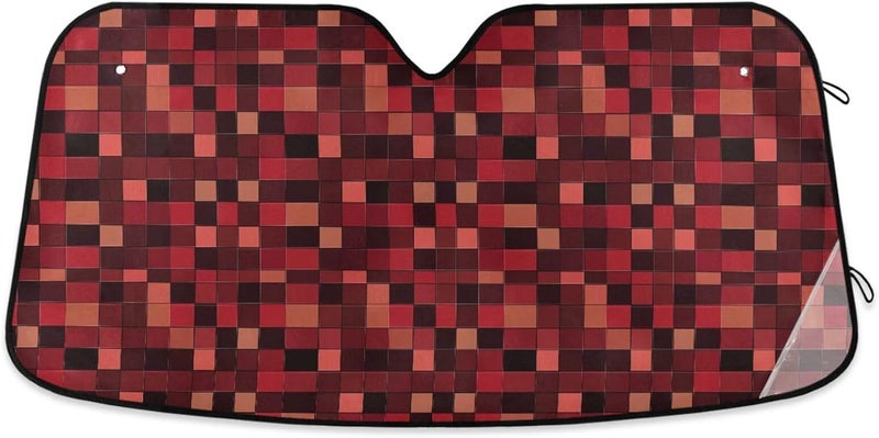 KLL Accordion Sun Shade for car, Collapsible Sunscreen acesorios para coches 55x27.6 Inch, Squares Burgundy Red - Image 1