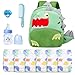 Pedolltree 10 Pcs Reborn Baby Doll Diaper Bag Care and Feeding Set with Dino Backpack Diapers Pacifier Bottle Comb for 1724 inches Reborn Dolls Accessories Newborn Baby - Image 2