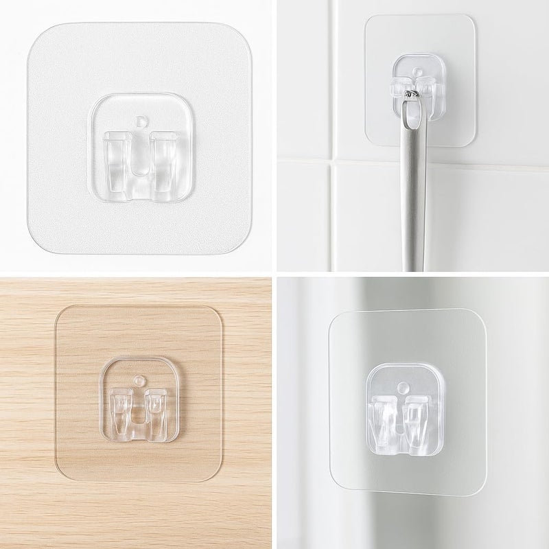 CentraLit خطافات حائط ذاتية اللصق قوية (عبوة من 25)، شفافة ومقاومة للماء، تركيب بدون حفر، للاستخدام في الحمام والمطبخ، قوية لتحمل الأوزان، خطافات لرفع الصور، خطافات لاصقة قوية للحائط - Image 4