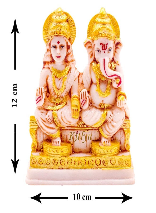 Kitlyn Marble Look Laxmi Ganesh murti Statue for Pooja Room (Multicolour, 12cm) - Image 3